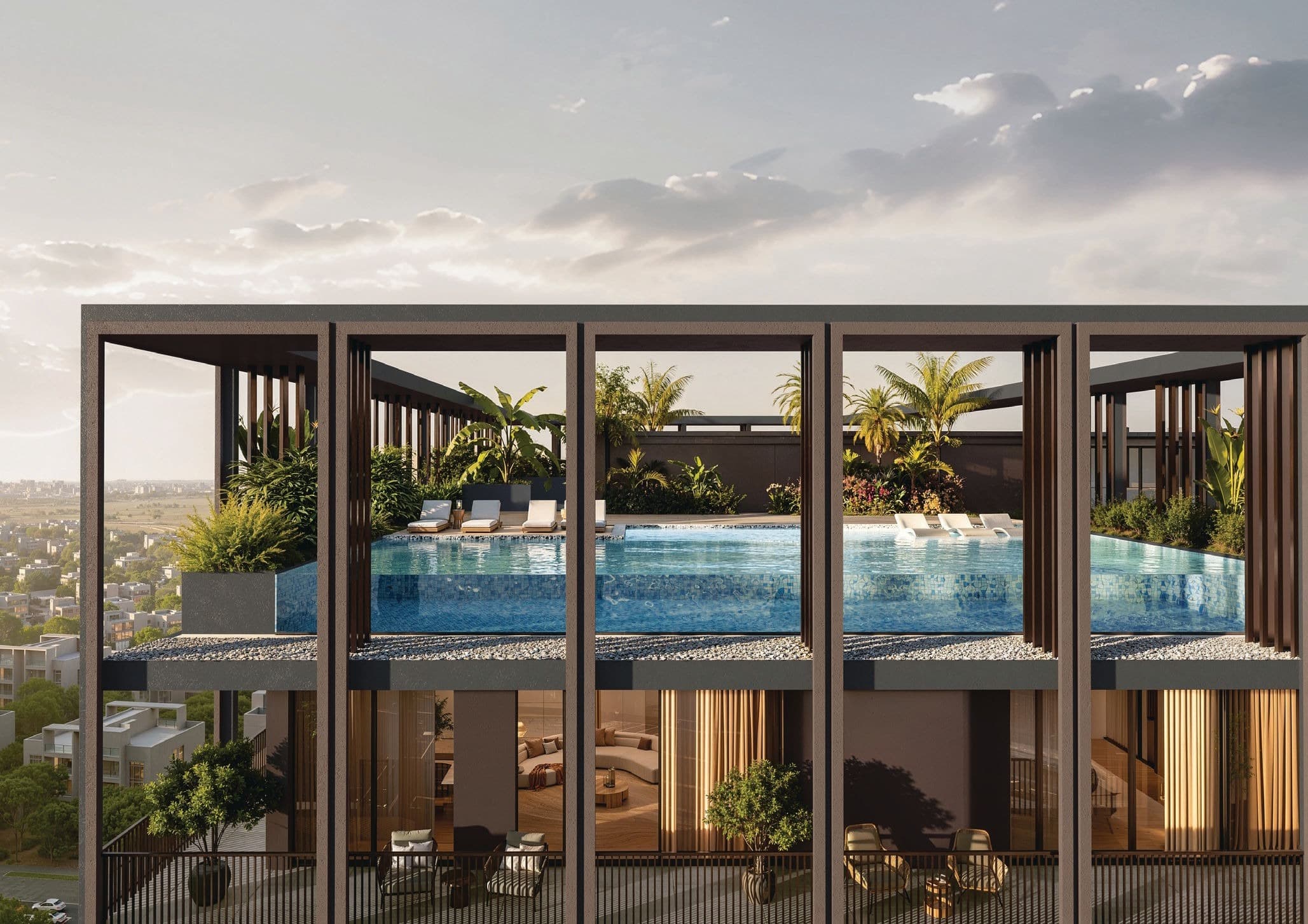 Rooftop infinity pool overlooking the skyline