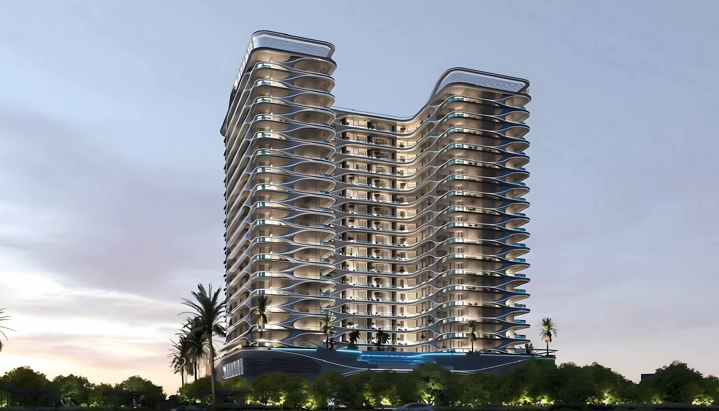 Sculptural residential tower exterior