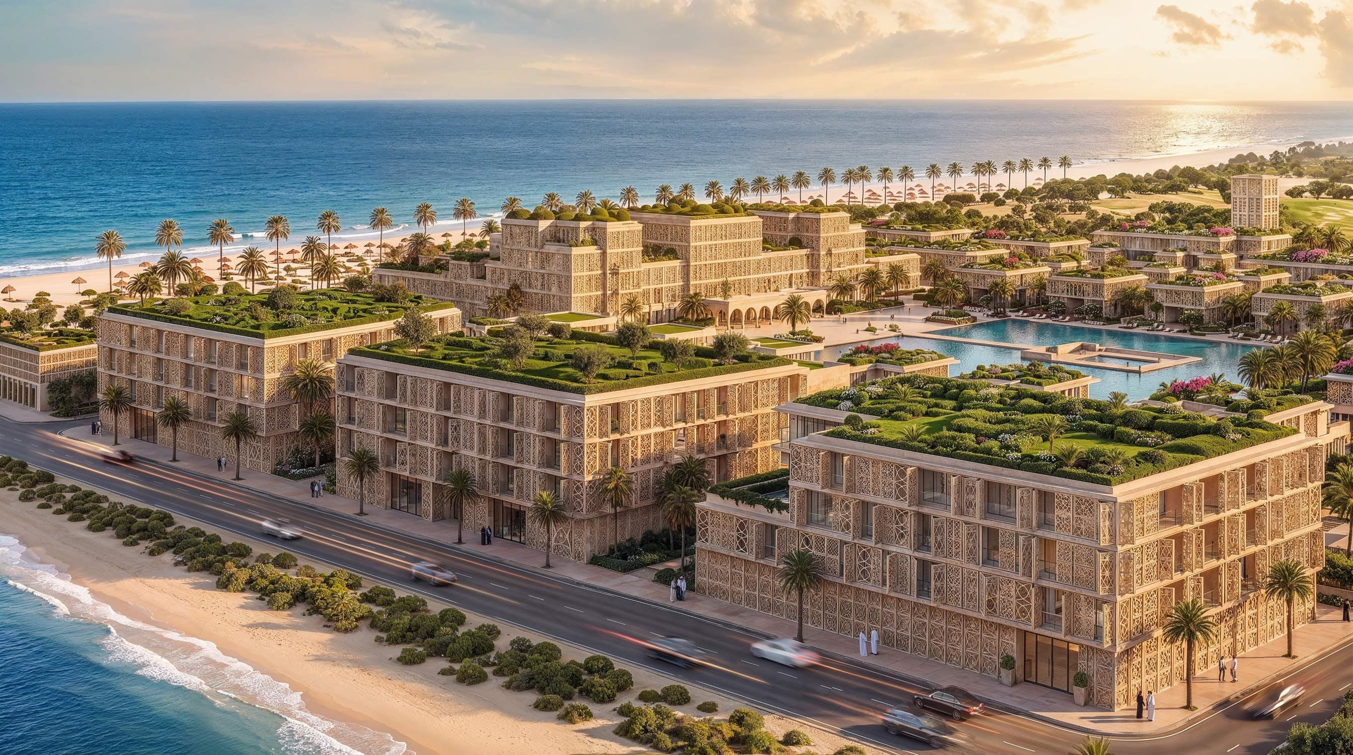 Beachfront residences along Dubai's coastline